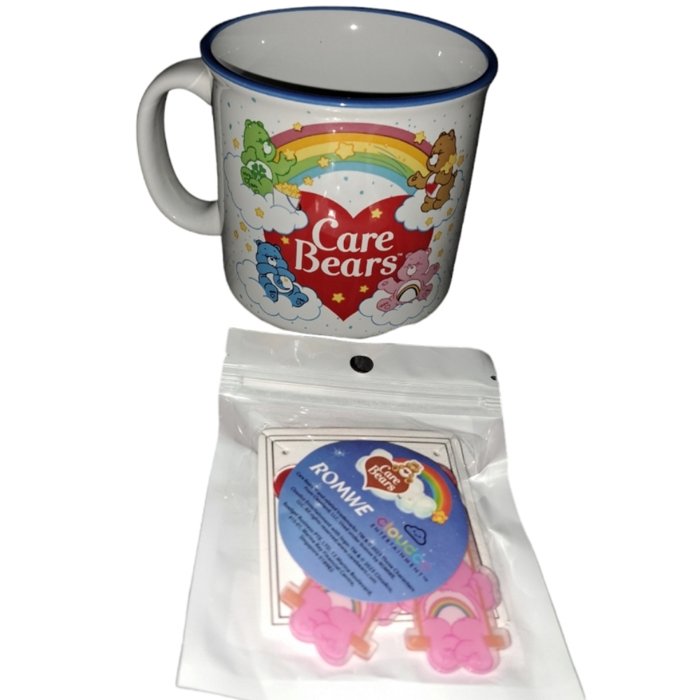 NWT Authentic Care Bear Rainbow Acrylic Earrings & Mug